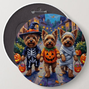 Yorkshire Terrier Dogs in Halloween Costumes 6 Cm Round Badge