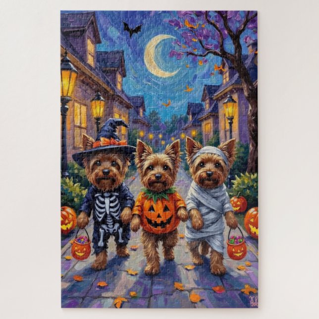 Yorkshire Terrier Dogs in Halloween Costumes Jigsaw Puzzle (Vertical)