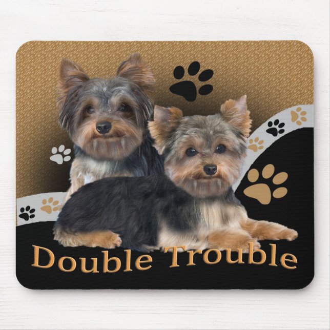 Yorkshire Terrier Double Trouble Gifts Mouse Mat (Front)
