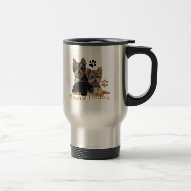 Yorkshire Terrier Double Trouble Gifts Travel Mug (Right)