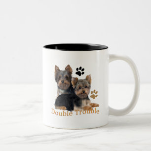 Yorkshire Terrier Double Trouble Gifts Two-Tone Coffee Mug