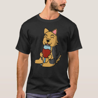 Yorkshire Terrier Drinking Wine Dog T-Shirt