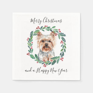 Yorkshire Terrier Elegant Dog Merry Christmas Napkin