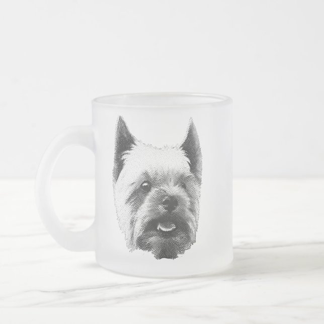 Yorkshire Terrier Etching Frosted Glass Coffee Mug (Left)