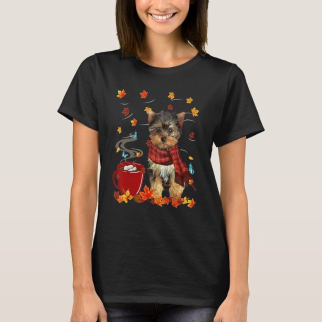 Yorkshire Terrier  Fall  Chocolate  Hot   Dog T-Shirt (Front)