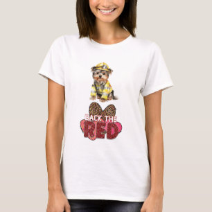 Yorkshire Terrier Firefighter Back The Red T-Shirt