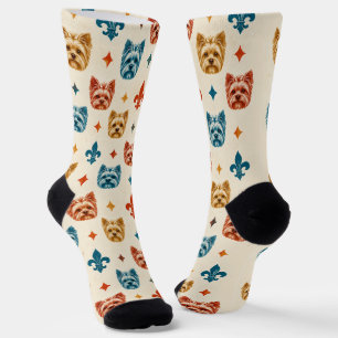 Yorkshire Terrier Fleur Pattern Socks