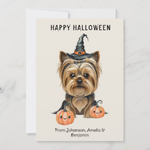 Yorkshire Terrier Halloween Card Cute Yorkie Wit