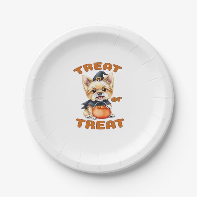 Yorkshire Terrier Halloween Dog Costume �Treat or  Paper Plate (Front)