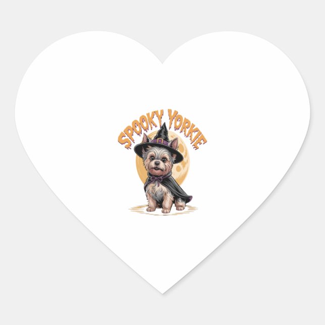 Yorkshire Terrier Halloween Heart Sticker (Front)