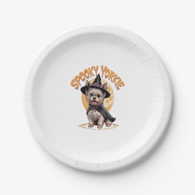 Yorkshire Terrier Halloween Paper Plate (Front)