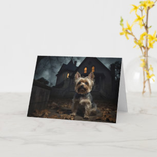Yorkshire Terrier Halloween Scary Card
