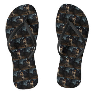 Yorkshire Terrier Halloween Scary  Flip Flops