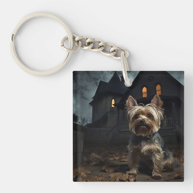 Yorkshire Terrier Halloween Scary  Key Ring (Front)