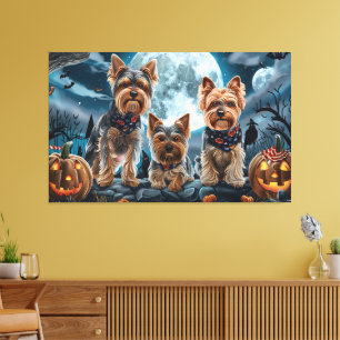 Yorkshire Terrier Halloween Spooky Canvas Print