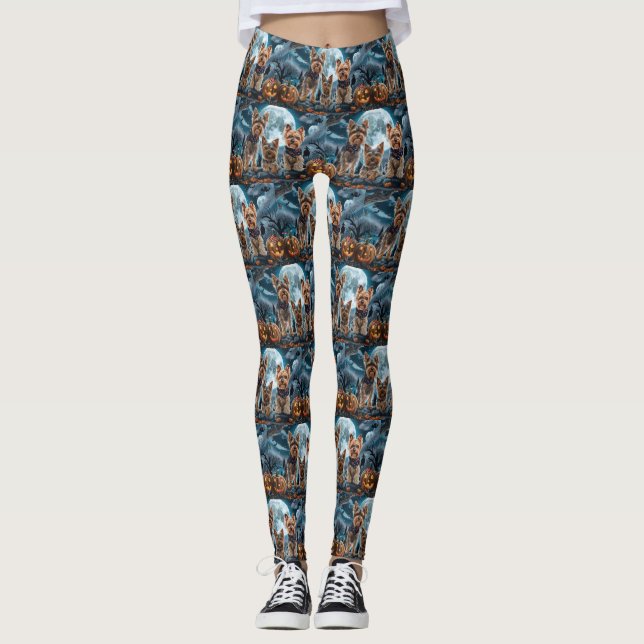 Yorkshire Terrier Halloween Spooky Leggings (Front)