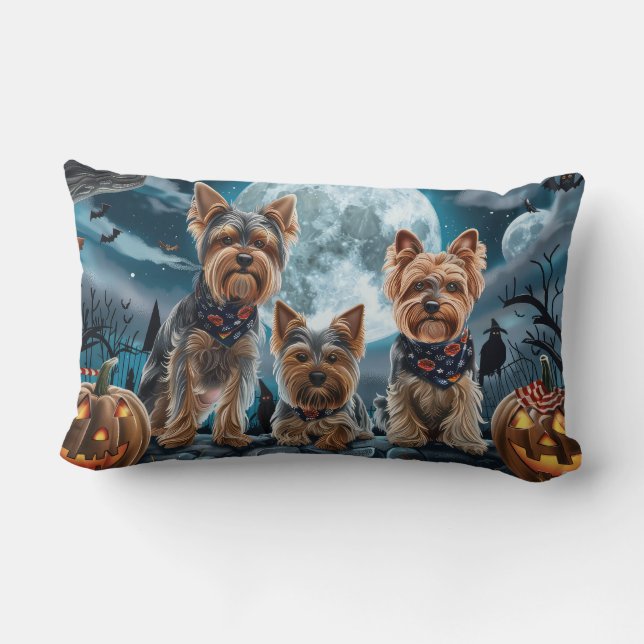Yorkshire Terrier Halloween Spooky Lumbar Cushion (Back)