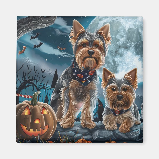 Yorkshire Terrier Halloween Spooky Magnet (Front)