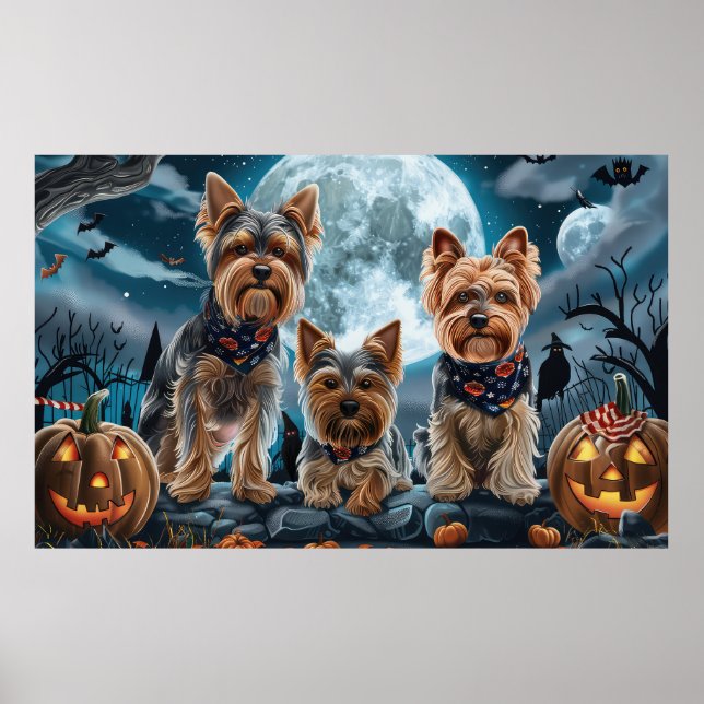Yorkshire Terrier Halloween Spooky Poster (Front)