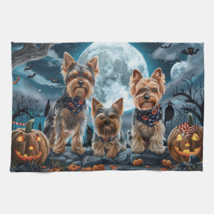 Yorkshire Terrier Halloween Spooky Tea Towel