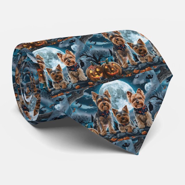 Yorkshire Terrier Halloween Spooky Tie (Rolled)