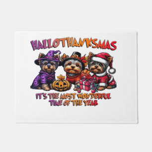 Yorkshire Terrier Halloween Thanksgiving Christmas Doormat