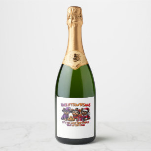 Yorkshire Terrier Halloween Thanksgiving Christmas Sparkling Wine Label