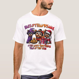 Yorkshire Terrier Halloween Thanksgiving Christmas T-Shirt
