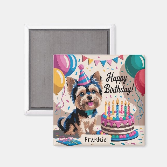 Yorkshire Terrier Happy Birthday Magnet (Front/Back)