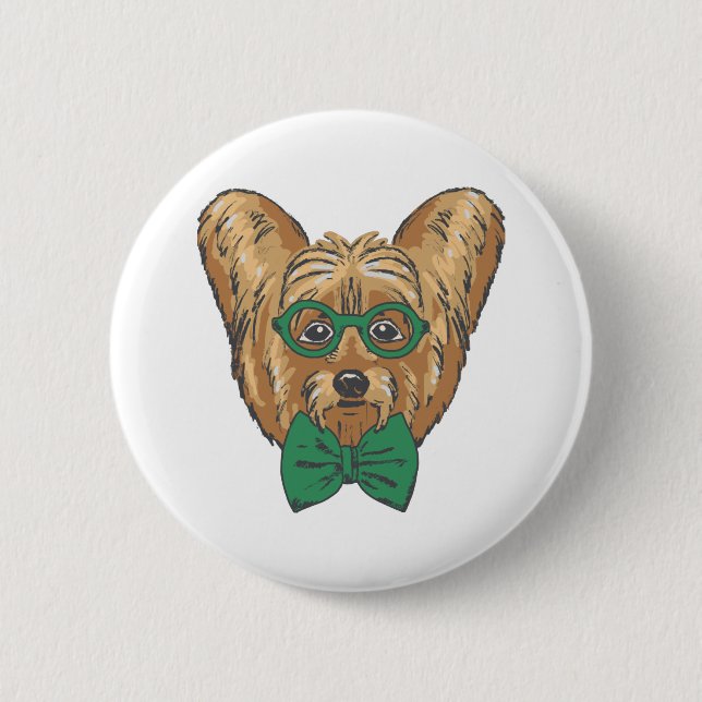 Yorkshire Terrier Hipster 6 Cm Round Badge (Front)