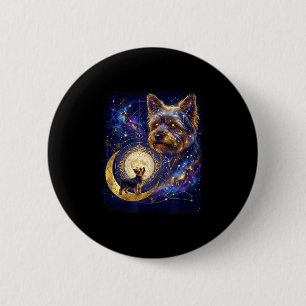 Yorkshire terrier howling to the moon meme 90s 6 cm round badge