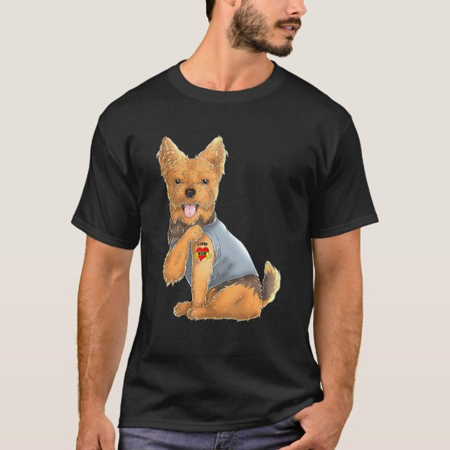 Yorkshire Terrier I Love Mum Tattoo Dog Shirt York (Front)