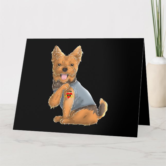 Yorkshire Terrier I Love Mum Tattoo Dog Shirt York Card (Front)