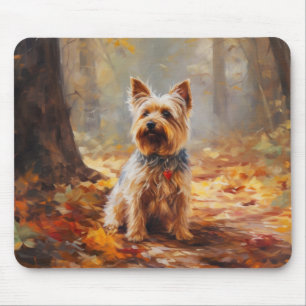 Yorkshire Terrier in Autumn Leaves Fall Inspire  Mouse Mat