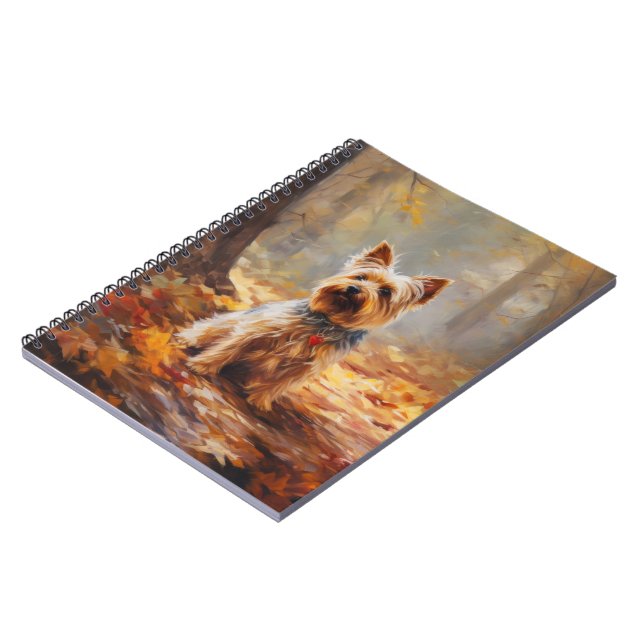 Yorkshire Terrier in Autumn Leaves Fall Inspire  Notebook (Left Side)