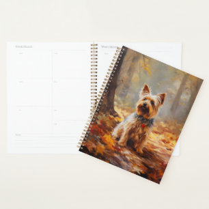 Yorkshire Terrier in Autumn Leaves Fall Inspire Planner