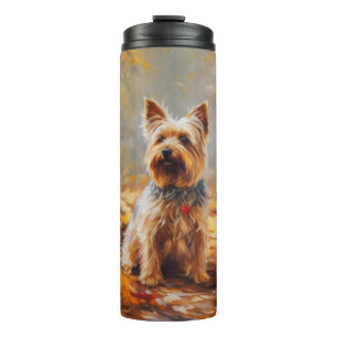 Yorkshire Terrier in Autumn Leaves Fall Inspire Thermal Tumbler