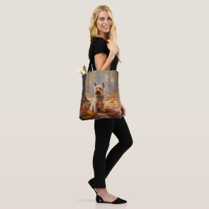 Yorkshire Terrier in Autumn Leaves Fall Inspire  Tote Bag
