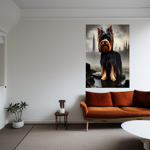 Yorkshire Terrier in the city   AI Art  Poster