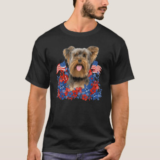 Yorkshire Terrier Independent Flowers Dog American T-Shirt