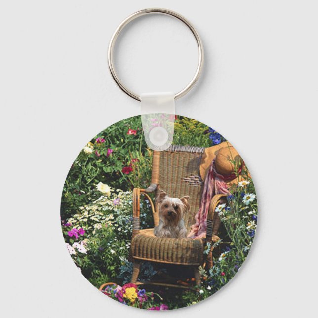 Yorkshire Terrier Keychain Garden (Front)