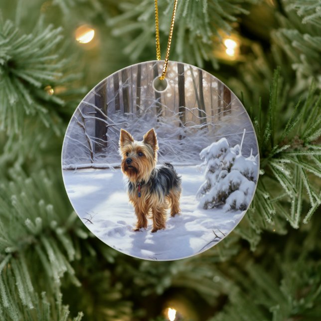 Yorkshire Terrier Let It Snow Christmas Ceramic Tree Decoration (Tree)