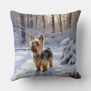 Yorkshire Terrier Let It Snow Christmas Cushion