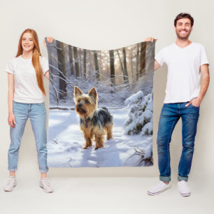Yorkshire Terrier Let It Snow Christmas Fleece Blanket