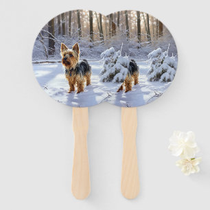 Yorkshire Terrier Let It Snow Christmas Hand Fan