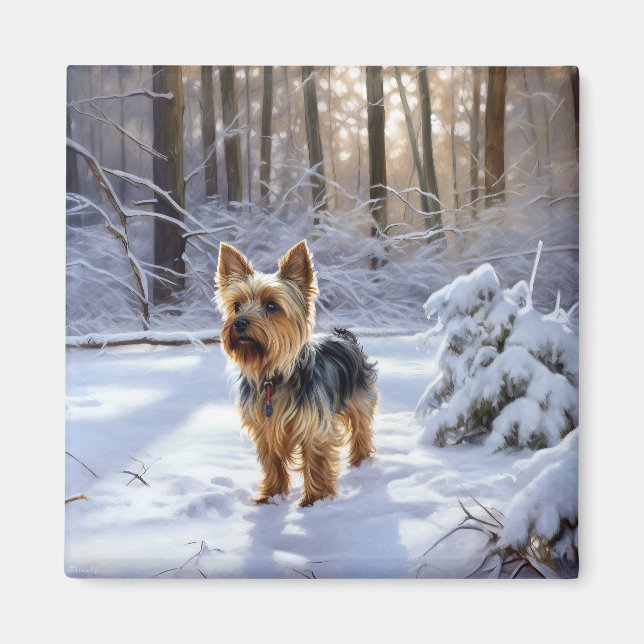Yorkshire Terrier Let It Snow Christmas Magnet (Front)