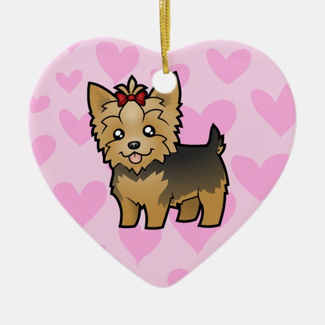 Yorkshire Terrier Love (add your message) Ceramic Tree Decoration (Front)