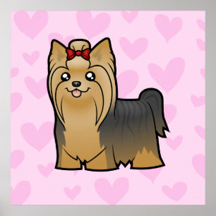 Yorkshire Terrier Love (long hair with bow) Poster