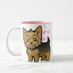 Yorkshire Terrier Love (short hair no bow) Two-Tone Coffee Mug