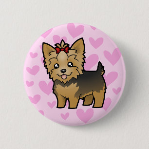 Yorkshire Terrier Love (short hair with bow) 6 Cm Round Badge